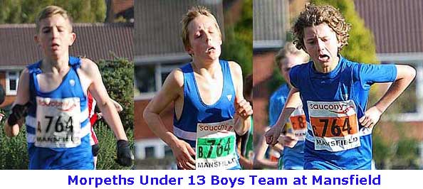 Morpeth Harriers Under 13 Boys team at Mansfield on Saturday
